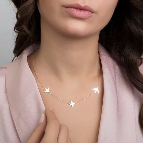 SembolGold - Kırlangıç Altın Kolye 14K Tricolor Gold (1)