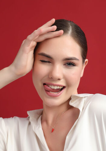 Kırmızı Biber Altın Kolye 43 cm - SembolGold