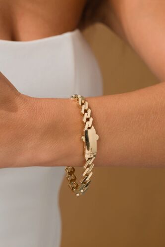 Köşeli Gurmet Bileklik 14K Altın 9 mm - SembolGold