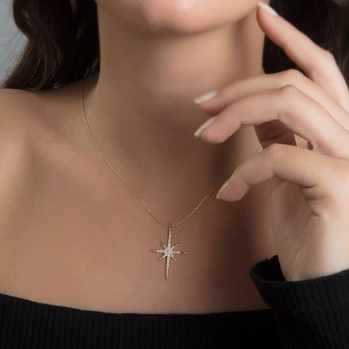 SembolGold - Kutup Yıldızı Altın Kolye 14K Gold Taşlı (1)