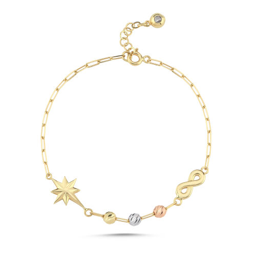 Kuzey Yıldızı Figürlü İnce Altın Bileklik 17-20 cm - SembolGold
