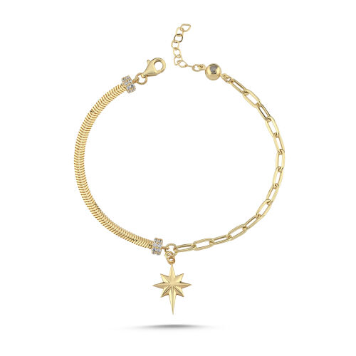 Kuzey Yıldızı Sallantılı Bileklik 17-20 cm - SembolGold