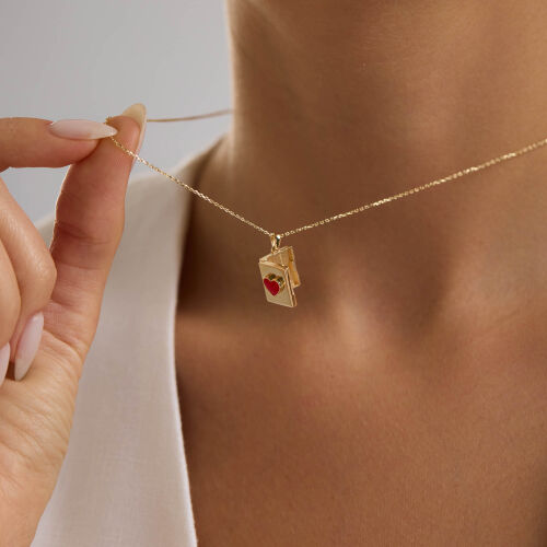 Love Secret Resimli Kolye 10.1 mm 45 cm - SembolGold