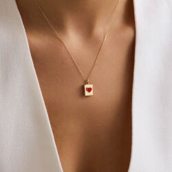 Love Secret Resimli Kolye 10.1 mm 45 cm - SembolGold