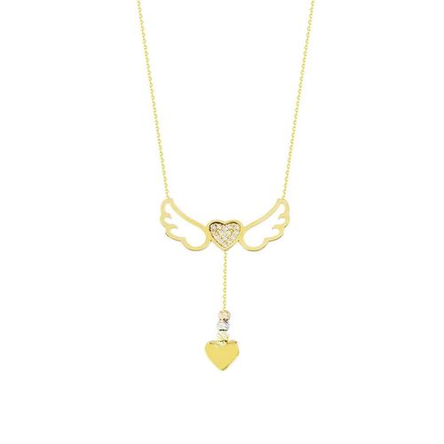 Melek Kanad Altın Kolye Kalpli 14K Gold - SembolGold