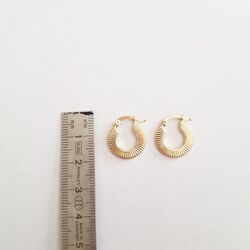 Mini İstiridye Altın Küpe 14 Ayar 1,5 cm - Thumbnail