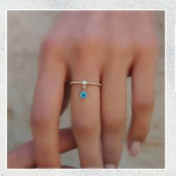 Nazar Boncuk'lu Altın Yüzük 14K Gold - Thumbnail