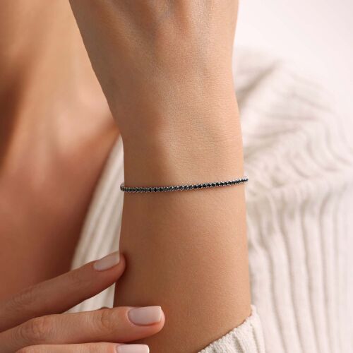 Onix Taşlı Su Yolu Bileklik Beyaz Altın - SembolGold