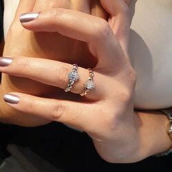 SembolGold - Perfective Baget Altın Yüzük Rose Beyaz (1)