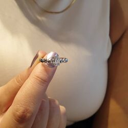 Perfective Baget Altın Yüzük Rose Beyaz - Thumbnail