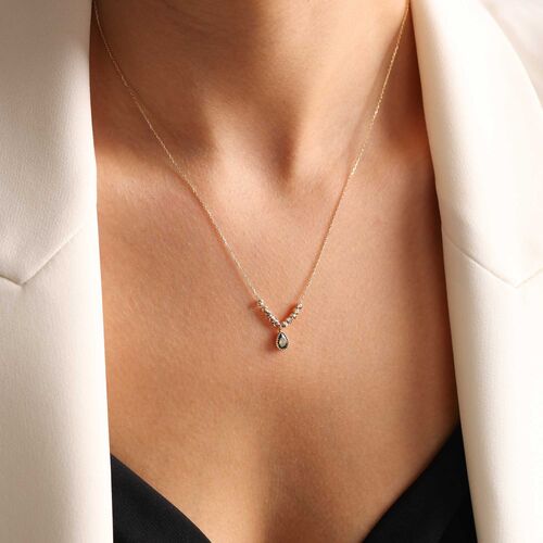 SembolGold - Peridot Taşlı Damla Altın Kolye Dorikalı (1)