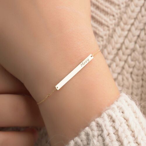 Plaka Altın Bileklik 14 Ayar (harf,isim,tarih) - SembolGold