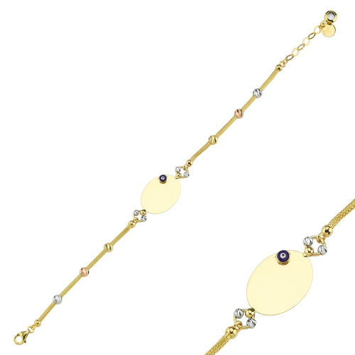 Plaka Altın Bileklik Oval 14K Gold Dorikalı - SembolGold