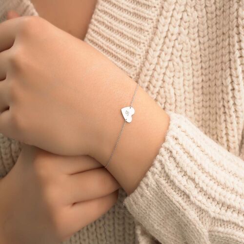 Plaka Kalp Altın Bileklik 14 Ayar (harf,isim,tarih) - SembolGold