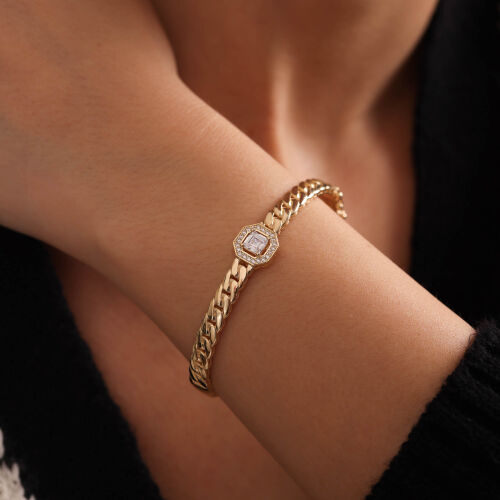 Prenses Taşlı Altın Gurmet Kelepçe - SembolGold