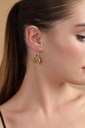 Reşat Küpe 14 Ayar Altın Emerald - SembolGold