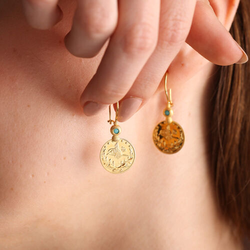 Reşat küpe 14 Ayar Firuze Taşlı - SembolGold