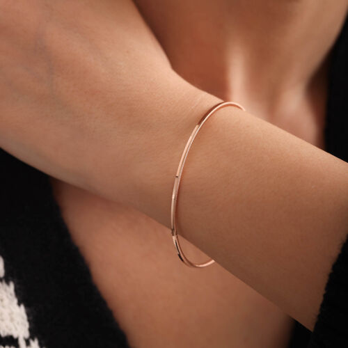 Rose Altın Ajda Bilezik Oluklu 8 Ayar - SembolGold