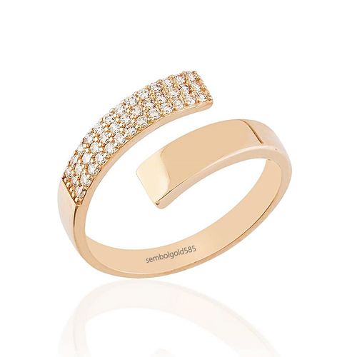 Rose Altın Eklem Yüzük Taşlı 14K Gold - SembolGold