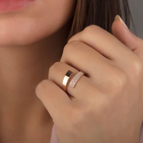 SembolGold - Rose Altın Eklem Yüzük Taşlı 14K Gold (1)