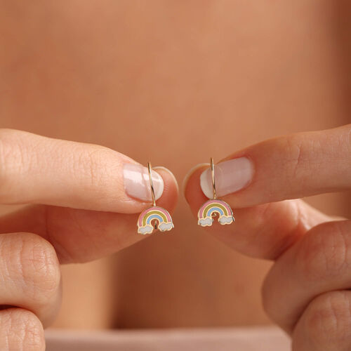 Sallantılı Altın Çocuk Küpe Gökkuşağı Form Mine - SembolGold