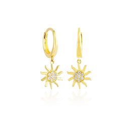 Sallantılı Altın Güneş Küpe 14K Gold - Thumbnail