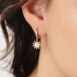 SembolGold - Sallantılı Altın Güneş Küpe 14K Gold (1)