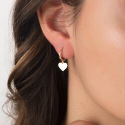 SembolGold - Sallantılı Altın Kalp Küpe 14K Gold Taşsız (1)