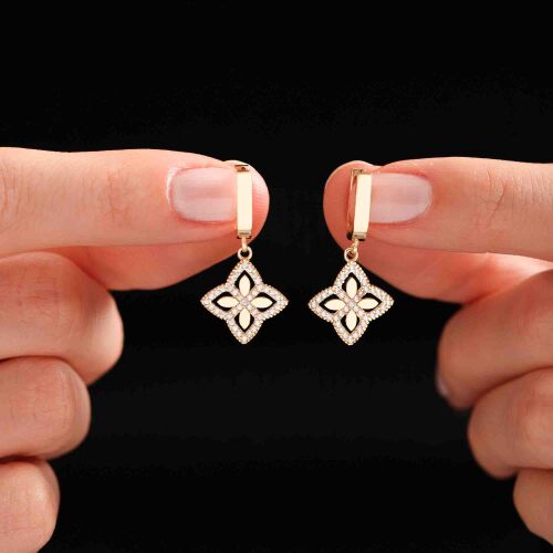 Şans Yoncalı Altın Küpe - SembolGold