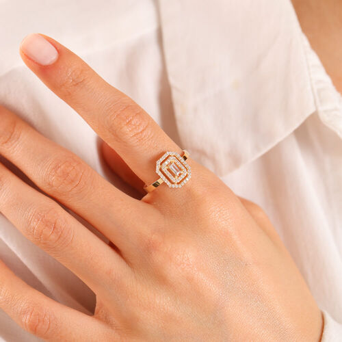 Sarı Altın Baget Yüzük Baguetta - SembolGold