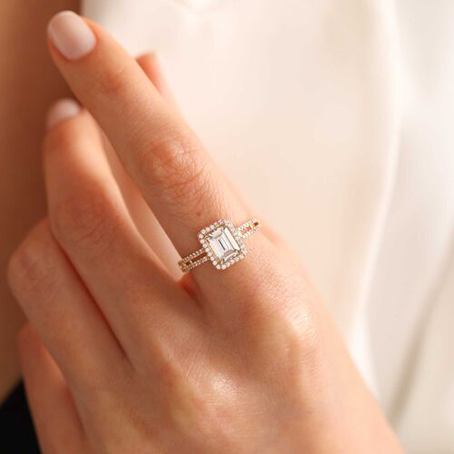 Sarı Altın Baget Yüzük Çift Kol - SembolGold