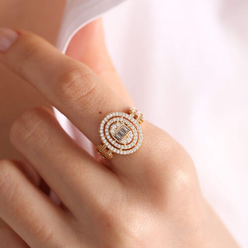 Sarı Altın Baget Yüzük Oval Form - SembolGold