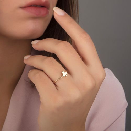 SembolGold - Sarı Altın Maça Yüzük Burgulu 14K (1)