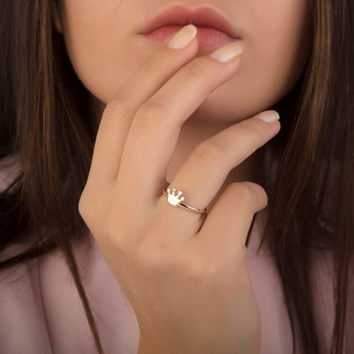 SembolGold - Sarı Altın Taç Yüzük 14K Tektaşlı (1)