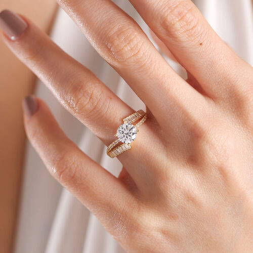 Sarı Altın Tektaş Yüzük Baget Form - SembolGold