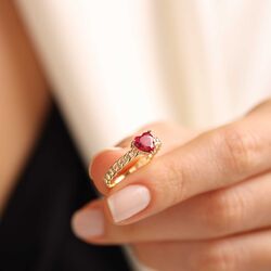 SembolGold - Sevgiliye Özel Altın Tektaş Yüzük Ruby (1)