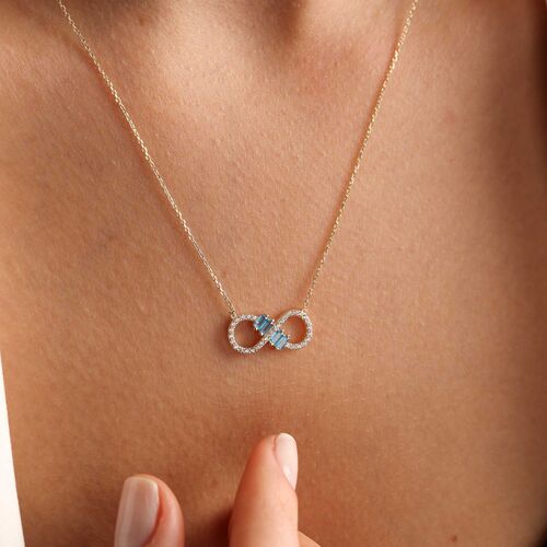 Sonsuzluk Altın Kolye Aquamarin Stone - SembolGold