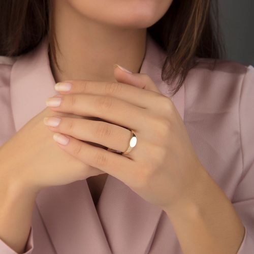 SembolGold - Şövalye Altın Yüzük Oval Tasarım 14K (1)
