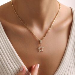 Star Charmlı Altın Kolye 50 cm - SembolGold
