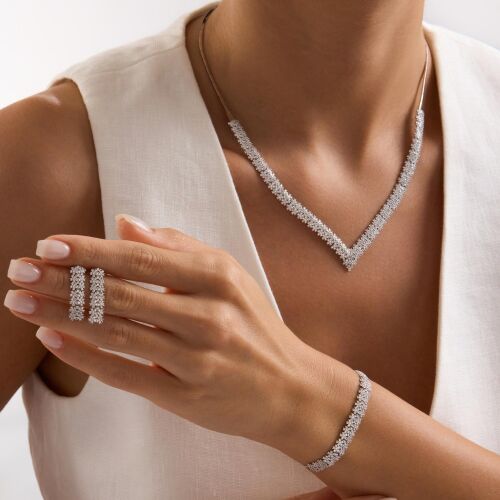 Su Yolu Set Beyaz Altın Bukle Form 14 Ayar - SembolGold