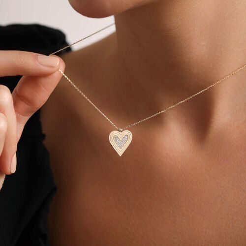 Taşlı Kalpli Kolye YENİ - SembolGold