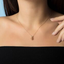 SembolGold - Tektaş Altın Kolye 14K Rose Dorikalı (1)