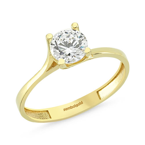 Tektaş Altın Yüzük Eğik Montür - SembolGold