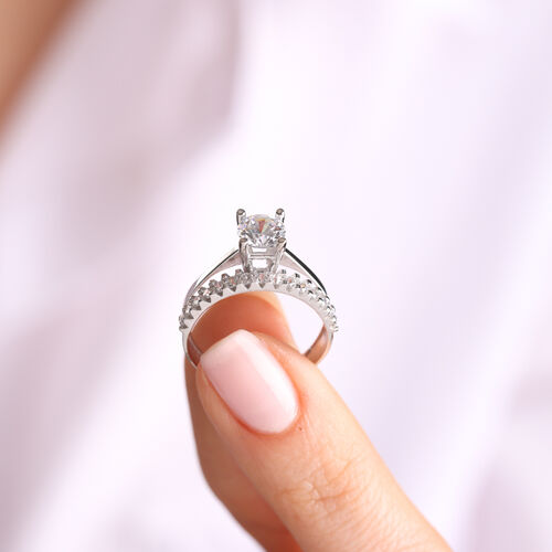 Tektaş & Yarım tur Beyaz Altın Yüzük - SembolGold