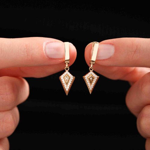 Üçgen Altın Küpe - SembolGold