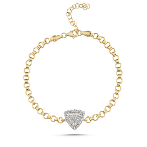 Baget Bileklik Üçgen Tasarım 4 mm-18-21 cm - SembolGold