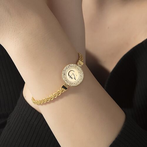 Yarım Altın Bileklik Ziynet Burgu Zincirli - SembolGold