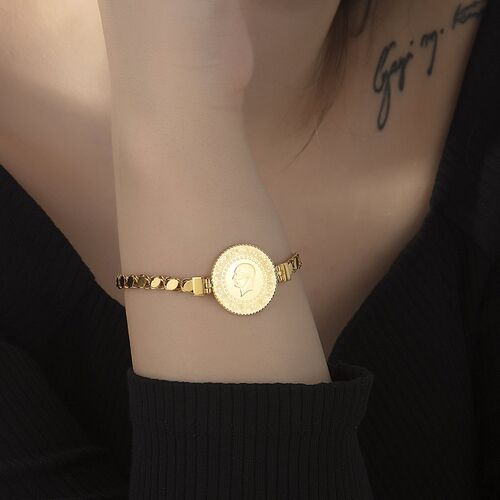 Yarım Altın Bileklik Ziynet Pullu Zincirli - SembolGold