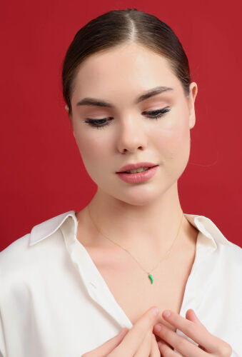 Yeşil Biber Altın Kolye 43 cm - SembolGold