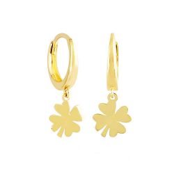 Yonca Altın Sallantılı Küpe 14K Gold Kalp'li - Thumbnail
